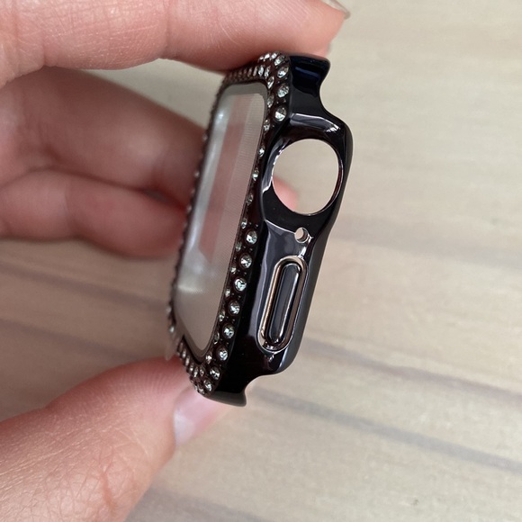 Black Rhinestone Case and Screen Protector for Apple Watch SE - Picture 2 of 4
